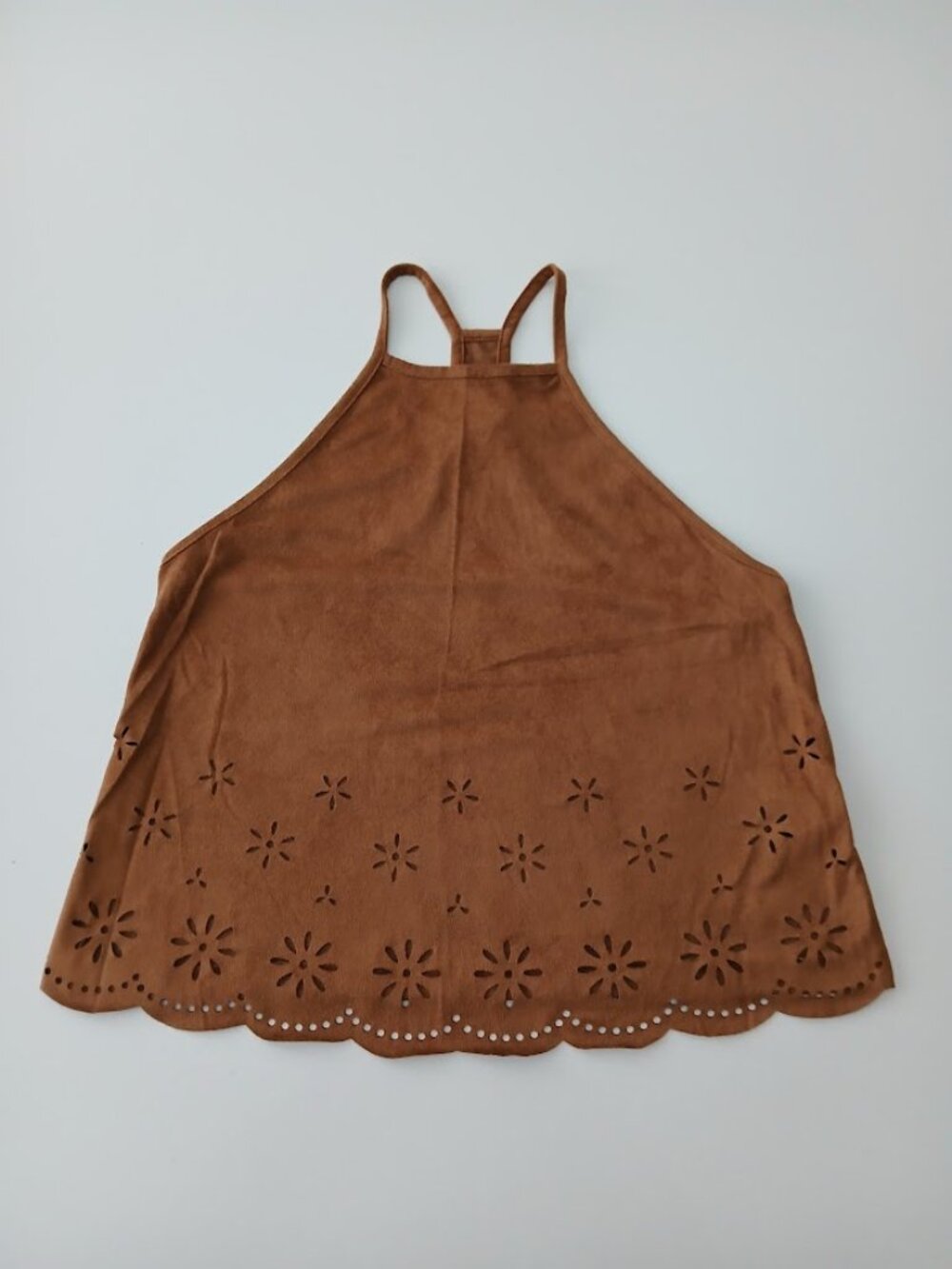 WET SEAL Halter Back Laser Cut Faux Suede Top - XS